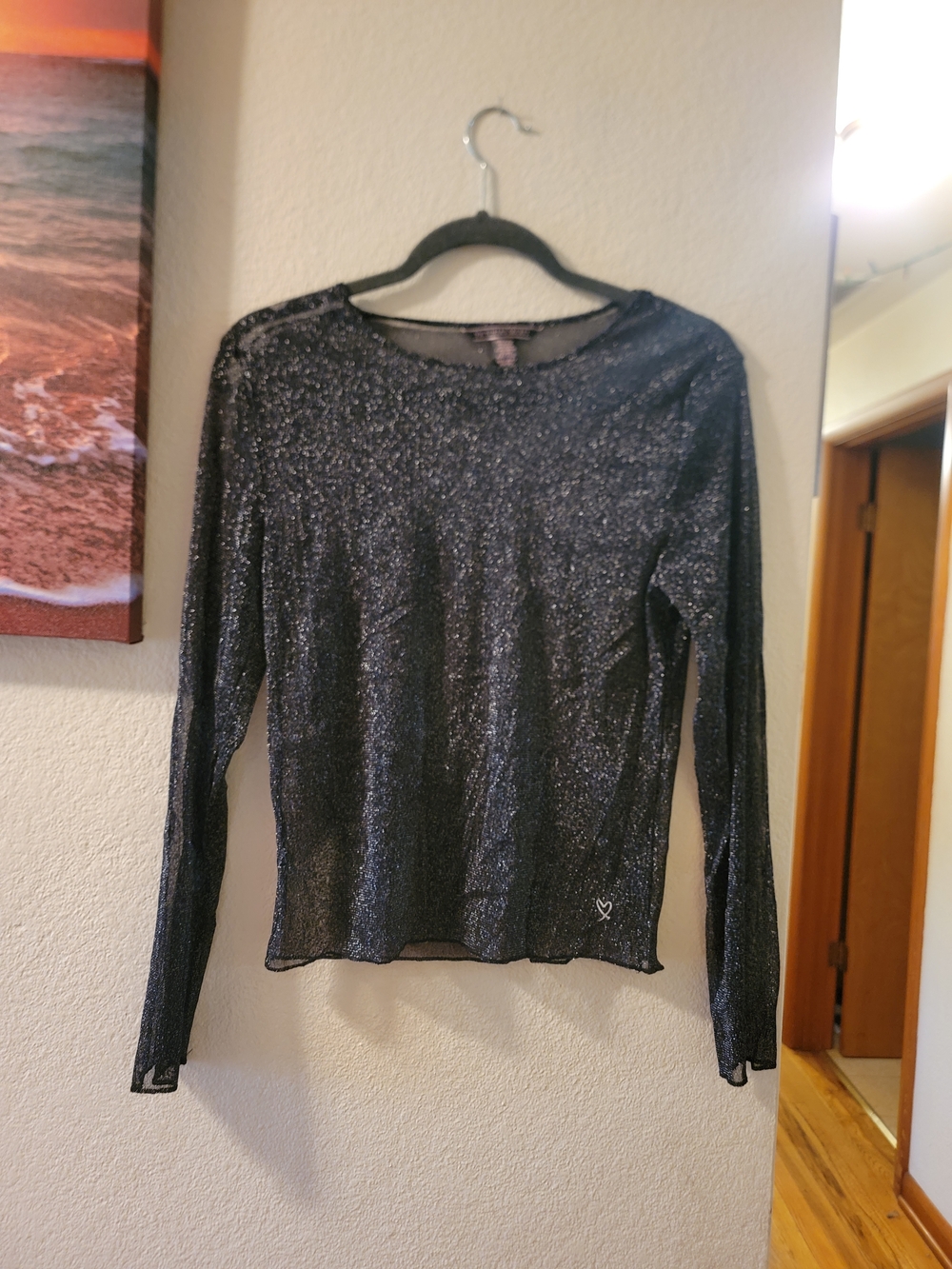 Victoria's Secret Black Shimmer Long-Sleeve Tee